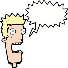 cartoon shocked man's face with speech bubble