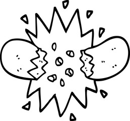 black and white cartoon exploding sausage