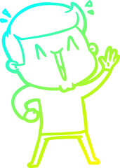 cold gradient line drawing cartoon happy man