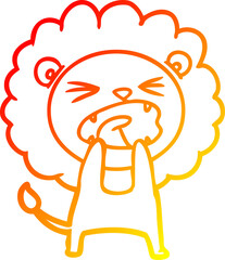 warm gradient line drawing cartoon angry lion