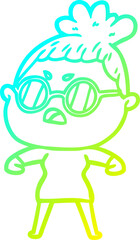 Obraz premium cold gradient line drawing cartoon annoyed woman