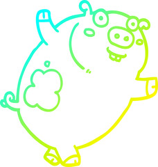 cold gradient line drawing funny cartoon pig