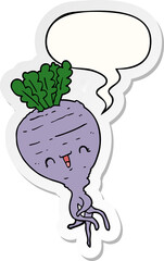 cartoon turnip and speech bubble sticker