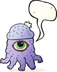 speech bubble cartoon alien wearing hat