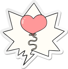 cartoon love heart balloon and speech bubble sticker