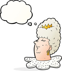 cartoon queen's head with thought bubble