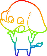 rainbow gradient line drawing cute cartoon elephant