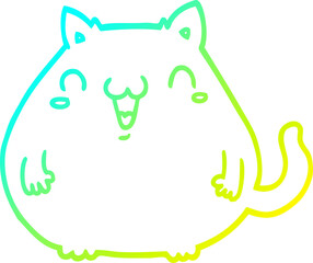 cold gradient line drawing cartoon cat