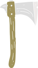 flat color illustration of a cartoon axe