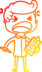 warm gradient line drawing cartoon shouting salesman