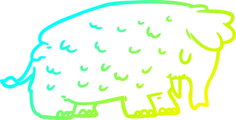 cold gradient line drawing cartoon mammoth
