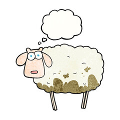 thought bubble textured cartoon muddy sheep
