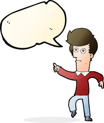 cartoon man pointing with speech bubble