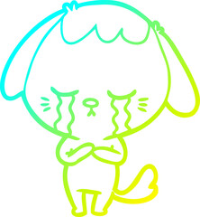 cold gradient line drawing cartoon crying dog