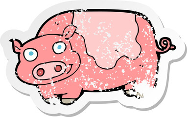 retro distressed sticker of a cartoon pig