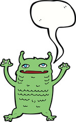 cartoon little monster with speech bubble