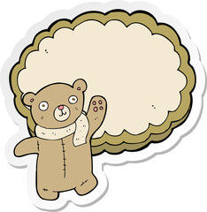 sticker of a cartoon bear and cloud