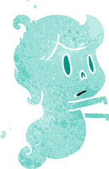 retro cartoon of a kawaii cute ghost