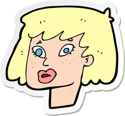sticker of a cartoon pretty female face