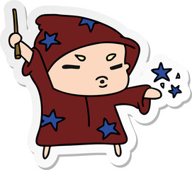 sticker cartoon  cute kawaii wizard child
