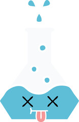 flat color retro cartoon science beaker