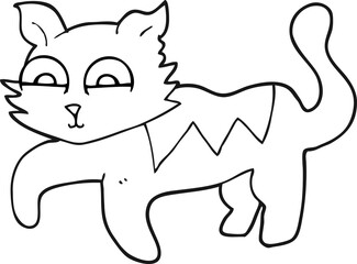 black and white cartoon cat