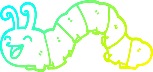 cold gradient line drawing cartoon laughing caterpillar