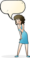 cartoon woman laughing with speech bubble