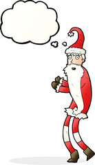 cartoon santa claus with thought bubble