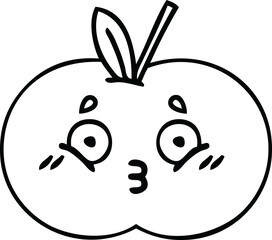 line drawing cartoon red apple