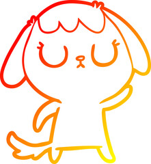 Obraz premium warm gradient line drawing cute cartoon dog