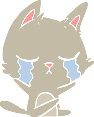 crying flat color style cartoon cat
