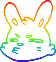 rainbow gradient line drawing cartoon moody rabbit