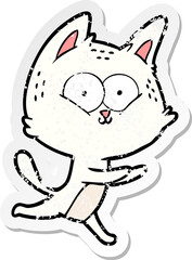 distressed sticker of a cartoon cat running