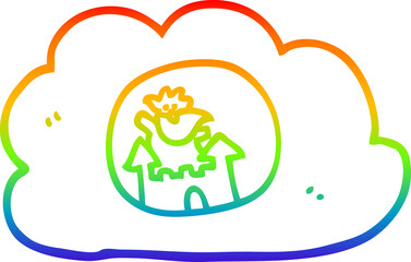 rainbow gradient line drawing cartoon god in heaven
