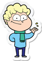 sticker of a cartoon happy man