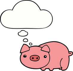 cartoon pig and thought bubble