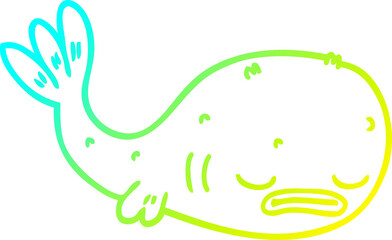 cold gradient line drawing cartoon fish