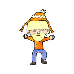 cartoon hipster man in hat