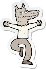 sticker of a cartoon wolf man