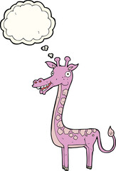 cartoon giraffe with thought bubble