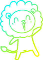 cold gradient line drawing laughing lion cartoon