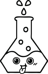 line drawing cartoon science beaker