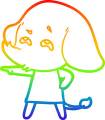 rainbow gradient line drawing cartoon elephant remembering
