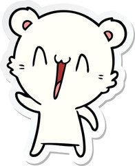 sticker of a happy polar bear cartoon