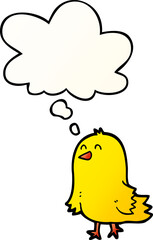 cartoon bird and thought bubble in smooth gradient style