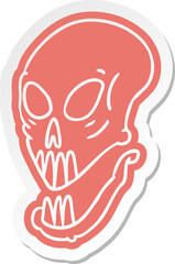 cartoon sticker of a skull head