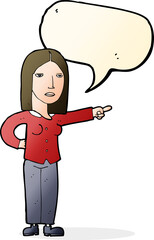 cartoon woman pointing with speech bubble