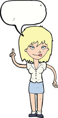cartoon woman with idea with speech bubble