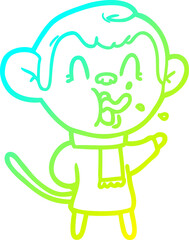 cold gradient line drawing crazy cartoon monkey